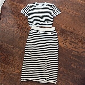 Black and White Midi Pencil Skirt Set